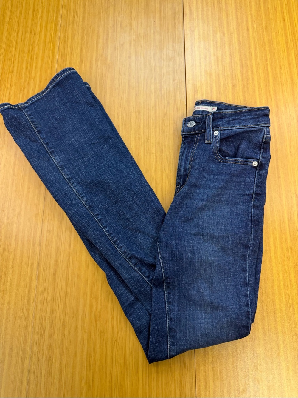 Levi's 725 High Rise Bootcut Jeans Womens 25 Blue Denim Stretch Western
